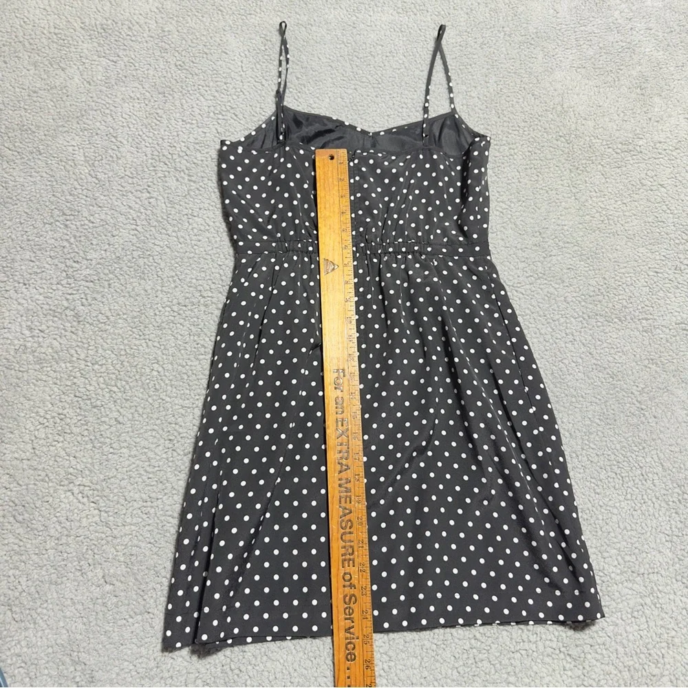 👉 J Crew Polka Dot Silk Cami Mini Dress 2 Pockets Size 6 Black White Fit & Flare